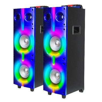 China Colorful LED light caixa de som de 8, portable karaoke speaker set, PA LED RGB home speaker with wheels for sale