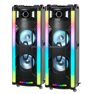 China Colorful LED Light High Power Audio,Built in 10 Inch Speaker Bass Amplifier,TWS RGB Wooden Speaker with MIC for sale