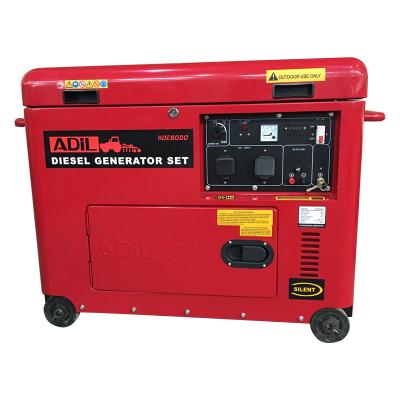 China Copper Wire Home Use Portable Silent Diesel Generator 5KW Diesel Generator Set for sale