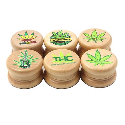 China CNC Shape Teeth Ready To Ship 55 Mm 2 Part Manual Rotating Tobacco Wood And Zinc Alloy Metal Herb Grinder for sale