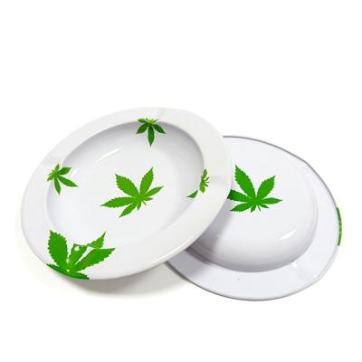 China Custom Logo Round Smoking Ashtray Smoking Accessories Metal Rolling Tray Metal Ashtray Metal Tin Premium Quality For Smoking for sale