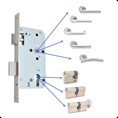 China High Quality Storage Room Profile Fire/Fan Room Euro Rated And Smoke Control Stainless Steel Escape Mortise Lockset 6072ZE Passed CE Certification for sale