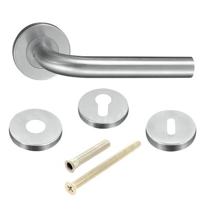 China Fire 304 L Rated Shape CE EN 1906 Stainless Steel Industrial Lever Handle Wooden Door Accessories SS4002 With Euro Type Brass/Iron Core for sale