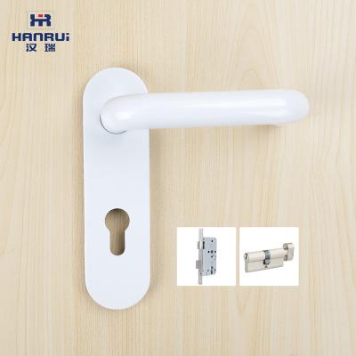 China Modern Euro Profile DIN18251 EN12209 SS203 304 Stainless Steel Door Lever Handle /white color / Grade 3or 4 for sale