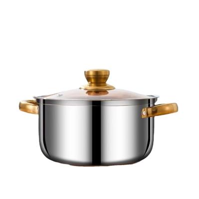 China Sustainable Factory Price Stainless Steel Soup Pot Double Eared Soup Pot With Lidded Soup Cooking Pot Cookware for sale