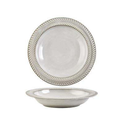 China Viable Embossed Ceramic Dinnerware Sets Household Dinnerware Sets Household Dinner Plate Cup Dish Combination Dish Dinnerware Sets for sale