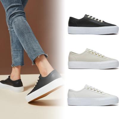 China Fashion Trend KH Factory Wholesale High Quality OEM Customized Logo Low Top Vulcanized PU Leather White White Casual Shoes for sale