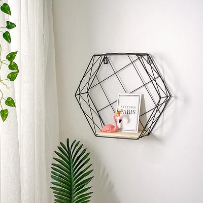 China Wall Decor Metal Shelves Modern High Quality Wall Shelf Decorations Hexagonal Floating Shelf for sale