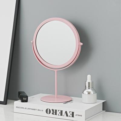 China Non-Specific Wholesale Round Table Mirrors Modern Vanity Stand Up Pink Desk Mirrors Makeup Mirror For Bedroom for sale