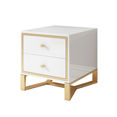 China Contemporary white wooden bedside cabinet bedroom furniture modern nightstand bedside table with drawers for sale