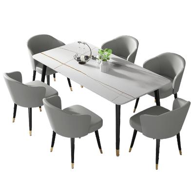 China No Hot Selling Nordic Tables And Chairs Set For Cafes And Restaurants Small Apartment Simple Modern Home Slate Dining Table Set for sale