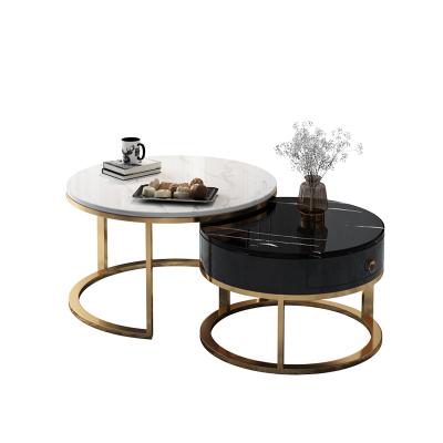 China (Others)Adjustable Modern Living Room Furniture Cafe Table And Chairs Round Top Marble Nesting Coffee Table Set for sale