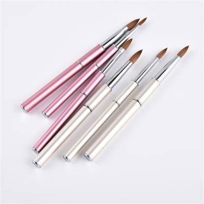 China Acrylic kolinsky nail brush gold champagne handle aluminum rod acrylic nail brush for sale