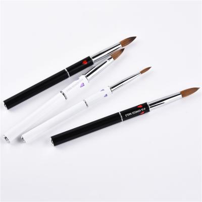 China Easy Apply White Metal Acrylic Handle High Quality Pure Kolinsky Acrylic Nail Art Brush For Nail Art Beauty for sale