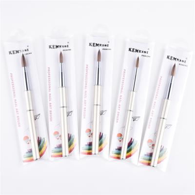 China wholesale gold acrylic aluminum rod champagne brush nail size#8#10#12#14#16 acrylic kolinsky brush with big price for sale