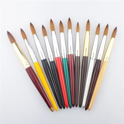 China Nail Art Beauty Wholesale Different Size Handle Nail Art Brush 100% Wooden Kolinsky Pen For Professional Nail Beauty for sale