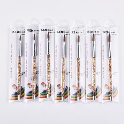 China New Design Art Beauty 1PC Esung Acrylic Nail Glitter Handle Kolinsky Liquid Sand Above Nail Art Brush Manufacturer Size 8,10,12,14, for sale