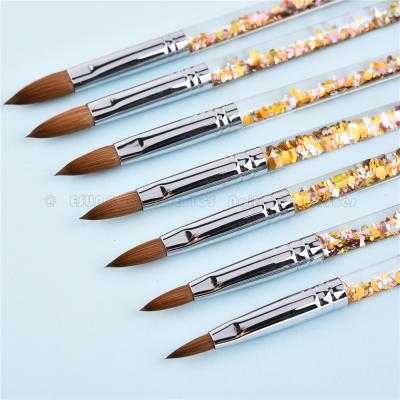 China Nail Art Beauty Wholesale Liquid Plastic Handle Multifunctional Kolinsky Nail Flashing Acrylic Brush for sale