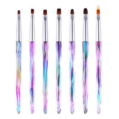 China Hot Selling Nail Art Pen Crystal Handle Gradient Acrylic Clipping Set Brush Suitable for UV Gel Nail Art for sale