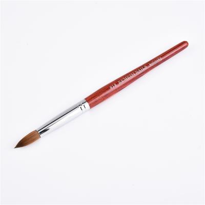 China NAIL 2021 Custom Red Wood Handle Acrylic Kolinsky Nail Brush Around Size 8/10/12/14/16/18 N19201 for sale