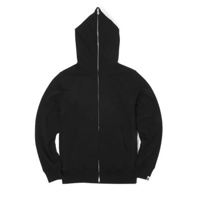 China Customizable Loose Anti-pilling Low Moq Men Full Face Oversized Heavy Zipper Up Hoodies Blank Cotton Black Zipper Up Hoodie for sale