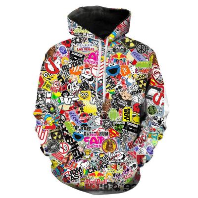 China Custom Anti-pilling Men's Graphic Design 3D Hoodies Printed Graffiti Sweatshirts Polyester Hoodie For Sublimation for sale