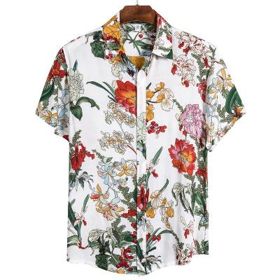 China Summer Fashion Custom Short Sleeve Anti-pilling Plus Size Geometric Printed Mens Shirts Hawaiian Floral for sale