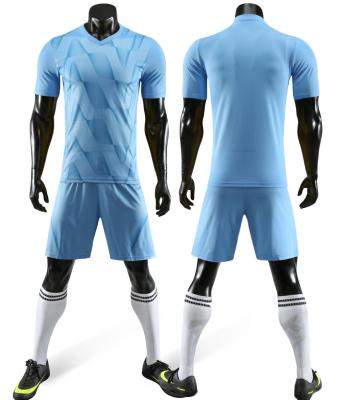 China Shirts & Top Quality Custom Sublimated Sky Blue Soccer Jerseys Soccer Uniforms Mens And Womens Tops Set Adult Soccer Shirt - Shorts for sale