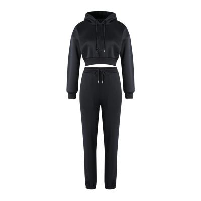 China 2020 Winter Fashion Breathable Sweatshirt Women Tracksuit Hoodies And Sweatpants Casual Sports Set 2 Piece Black Sweatsuits for sale