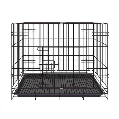 China Sustainable Pet Cage And Folding Dog Cat Pet Small Chambers Two Door Stainless Steel Cage With Wheels for sale