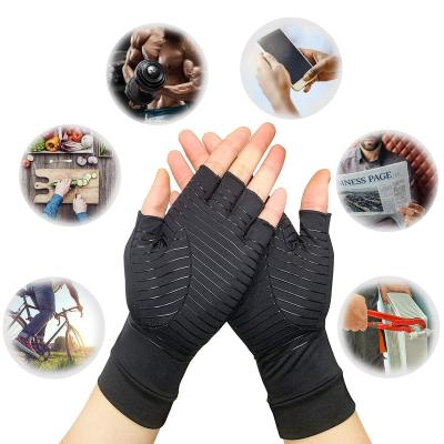 China Compression Copper Gloves Customized Logo Pain Relief Copper Compression Gloves For Arthritis for sale