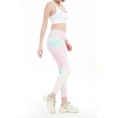 China Breathable 2022 High Waist Gym Workout Fitness Use Crac! crack! butt tie dye yoga womens leggings for sale