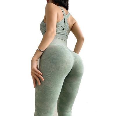 China Breathable High Waist Stretch Pants Sports Camouflage Tight Yoga Pants Lifting Buttocks Lightly Knit Fitness Pants for sale