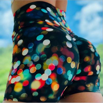 China Anti-Wrinkle Women's Fitness Sports Tight Yoga Shorts Digital Color Dot Printed Sweatpants Shorts Casual Exercise Yoga Shorts Gaiters for sale