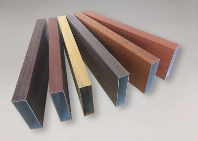 China Wood Color Extruded Aluminum Pipe Rectangular Aluminium Extrusion Tube for sale