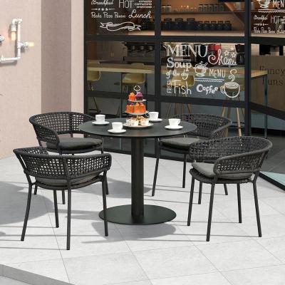 Κίνα Modern Design Dinning Table Chairs Set Restaurant Aluminum Rock Slab White Stone Slate προς πώληση