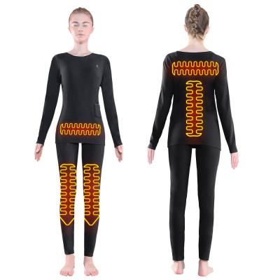 China Vrouwen Premium Winter lange warme elektrische toppen broek Pak Set Kleding Verwarming Vlies Verwarmd thermisch pak Ondergoed Te koop