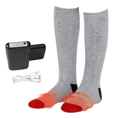 China Grey 4000mAh Battery Heated Stockings Three Temp. Gears Heated Compression Socks for sale