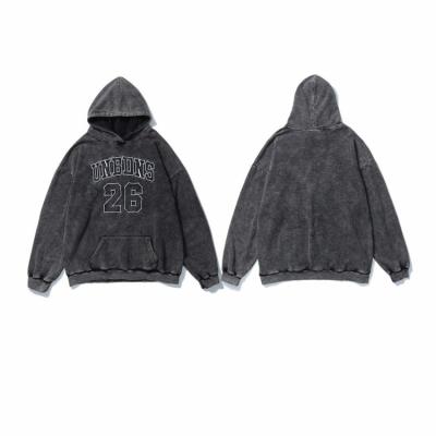 China Spring And Autumn Trend Round Neck Embroidery Viable Washed Latest Hiphop Black Men's Hoodies for sale