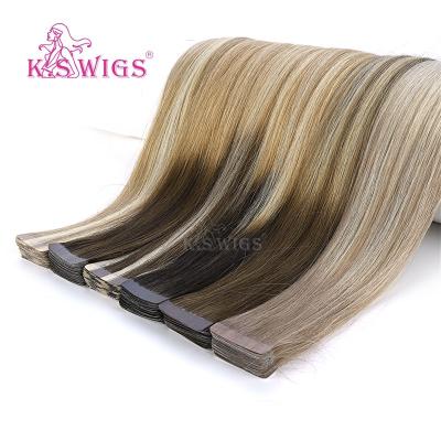 China Silky Straight Wave K.S WIGS Hair Extens About Tape 24 Inch Light Color Tape Hair Extensions Brown Wavy Tape In Hair Extension for sale