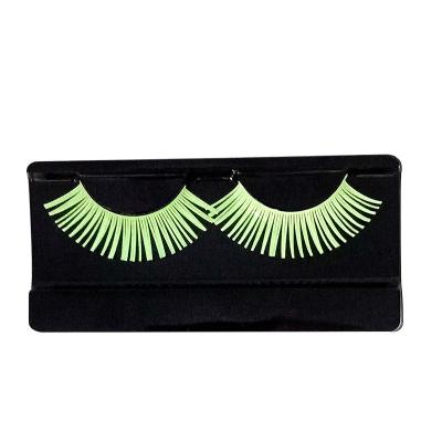 China Eye Mink Lashes 25mm Noctilucent Party Strip Lashes 18mm Luminous Green 3D Eye Full Lashes Glow In Dark for sale