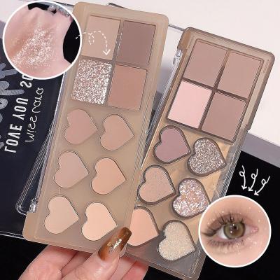 China Waterproof Custom 10 Color Heart Shape Eyeshadow Palette Matte Fine Instant Eyeshadow Makeup Palette Highlighter Bar Dry Palette for sale