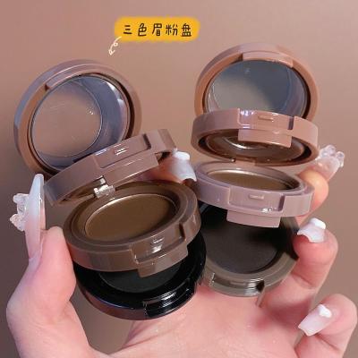 China Three-Layer Hairline Nose Shadow Waterproof Makeup Waterproof Makeup Cosmetics 3 Color Eyebrow With Eyebrow Powder for sale