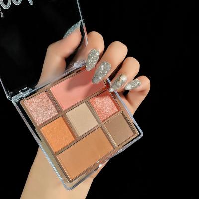 China Custom Made Vegan Eyeshadow Shimmer Dye Cosmetic 7 High Colors Waterproof Fully Matte Clear Transparent Eyeshadow For Lady for sale