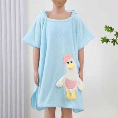 China Large 65*140cm Premium Hotel Kids Bath Towels Hooded Towel For Toddlers Coral Fleece Swimming Bathrobe For Boys Girls for sale