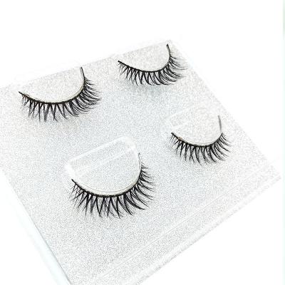 China Wholesale Eye Extensions Fan 3D Volume Artificial Fiber Lashes Full Strip Thick Lashes Dense False Mink Eyelash for sale