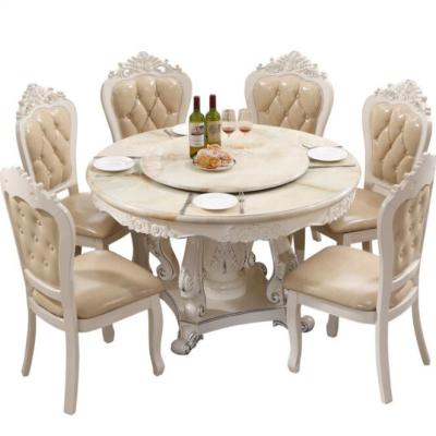 China (Other)Adjustable European Style Antique Table Sets Luxurious Marble Dining Sets 6 Seater Dining Table Sets for sale