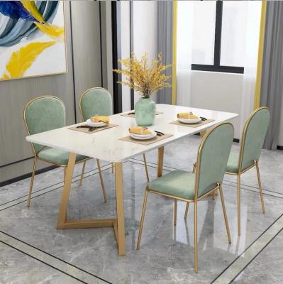 China (Other) Adjustable Golden&Amp; Sliver And Iron Stainless Steel Material 4 People Seat Legs Seats Strong Marble Table for sale