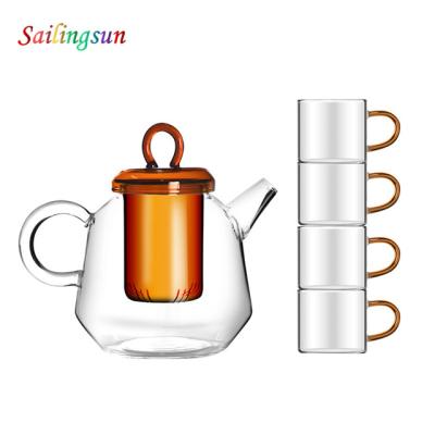 China Pyrex Thermo Viable Proof Design Sublimation Souvenirs Infusion Glass Teapot Set for sale