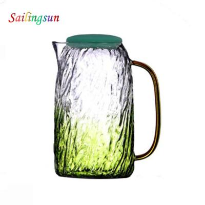 China Sublimation Fruit Tea Decorative Viable Thermo Colored Pyrex Proof Glass Coffee Pitcher for sale